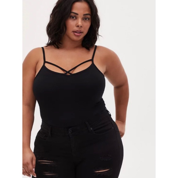 🆕 Black Crisscross Foxy Cami Top 2X 18 20 NWT - Picture 3 of 8